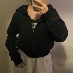 black crop zip up hoodie